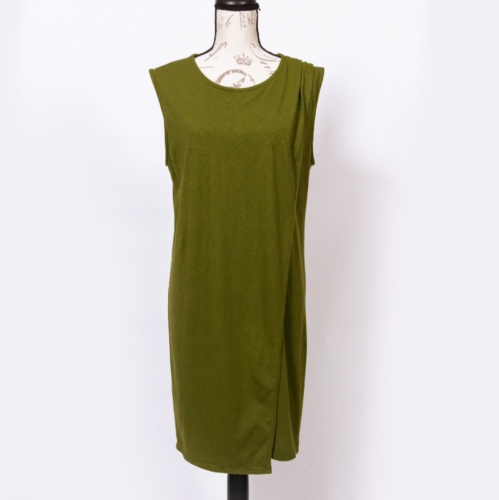 J.crew green faux wrap sheath dress, size M - Picture 2 of 7